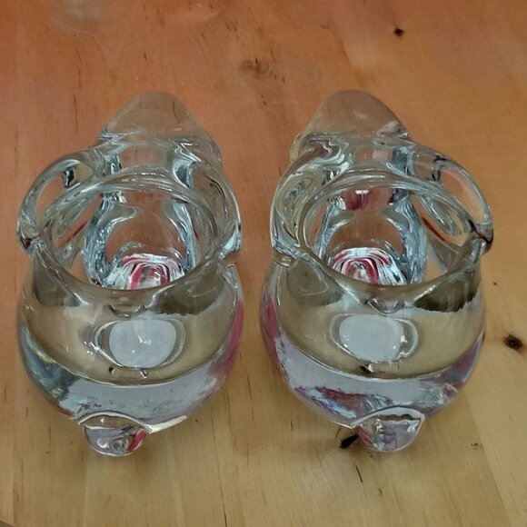 Clear Indiana Glass Rabbit Bunny Votive Candle Holder Set of 2 - Picture 3 of 15